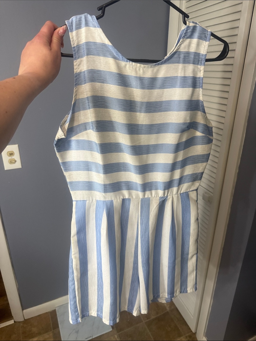 Striped Blue and White Sleeveless Dress